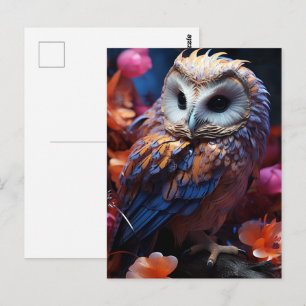 Owl and Flowers Postcard