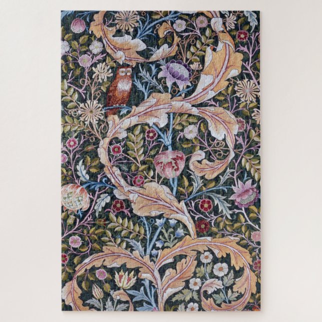Owl and Flowers, William Morris Jigsaw Puzzle (Vertical)