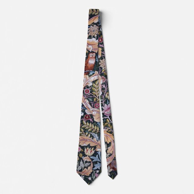 Owl and Flowers, William Morris Tie (Front)
