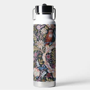 Owl and Flowers, William Morris Water Bottle