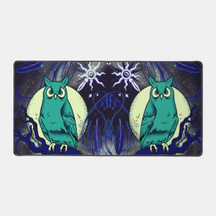 Owl and ghost desk mat