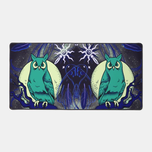 Owl and ghost desk mat (Front)