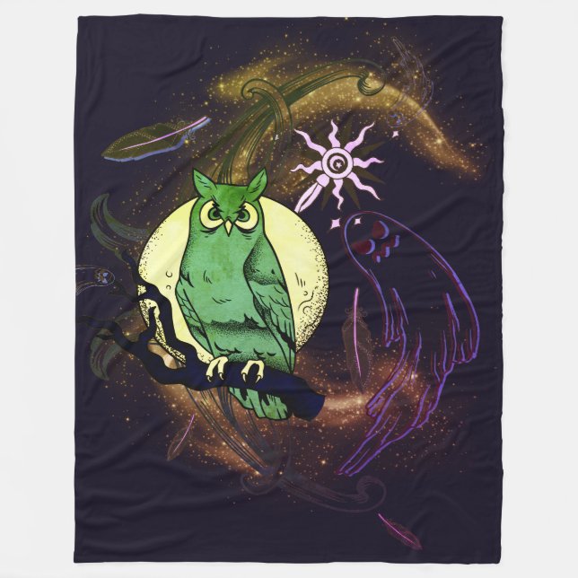 Owl and ghost fleece blanket (Front)