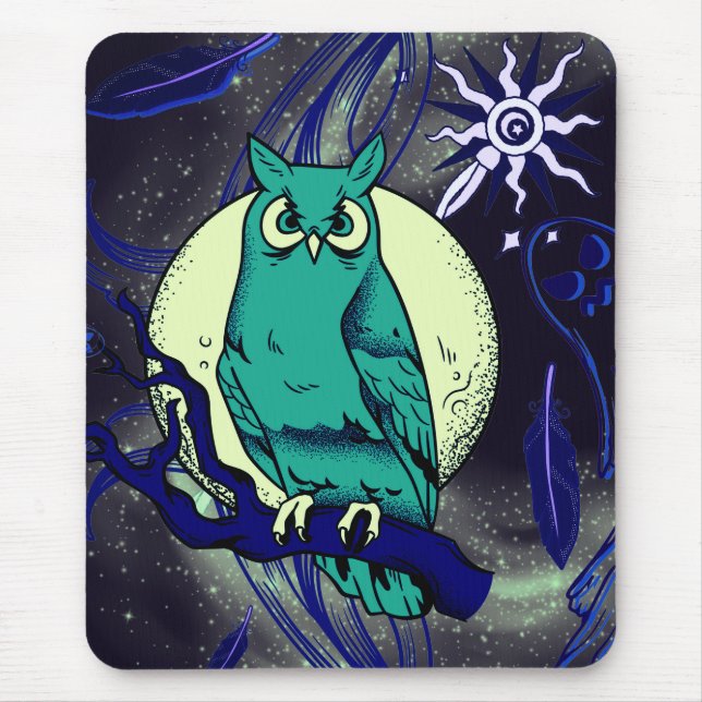 Owl and ghost mouse pad (Front)