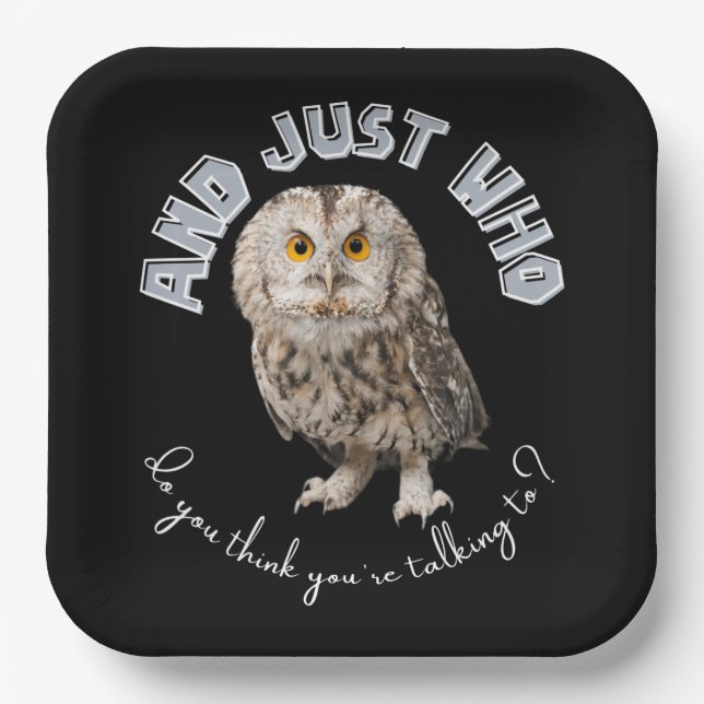 Owl: And Just Who Do You Think You're Talking To? Paper Plate (Front)