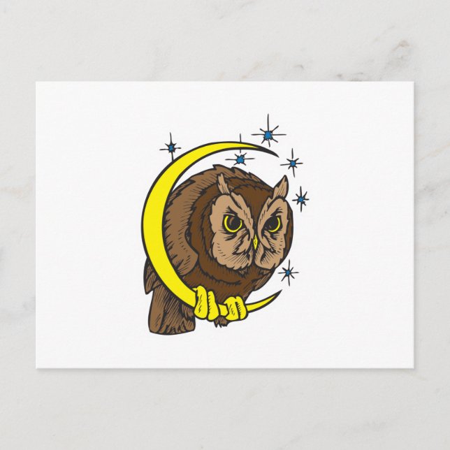 Owl and Moon Tattoo Design Postcard (Front)