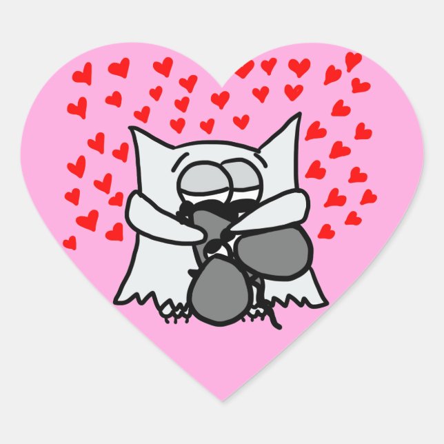Owl and Mouse Hugging Sticker (Front)