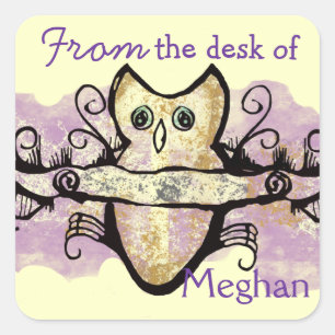 Owl and music bars square sticker