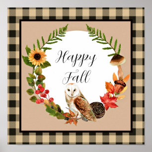 Owl and nature with customisable text  poster