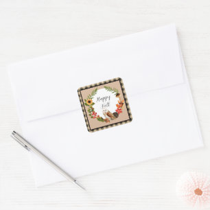 Owl and nature with customisable text  square sticker