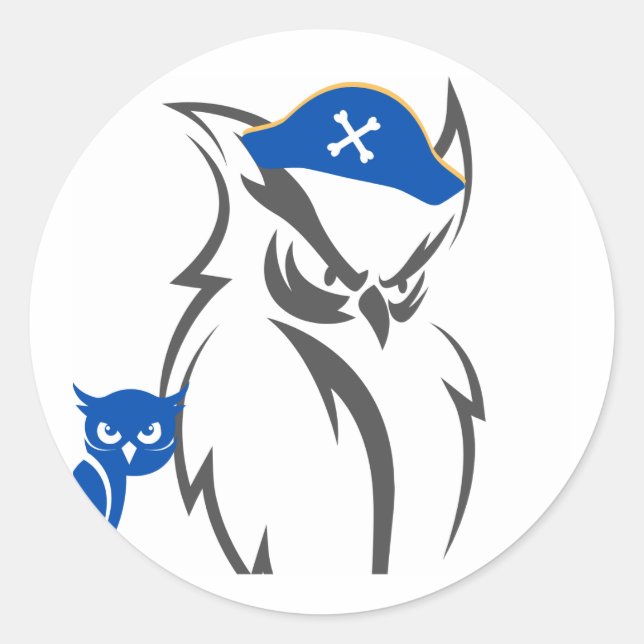 Owl and Pirate Classic Round Sticker (Front)