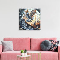 Owl and Wolf Mosaic Ai Art