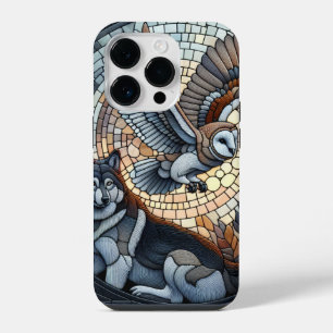 Owl and Wolf Mosaic Ai Art iPhone 14 Pro Case