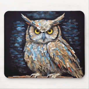Owl Animal Bird Art Decor Paint Mosaic Mouse Pad