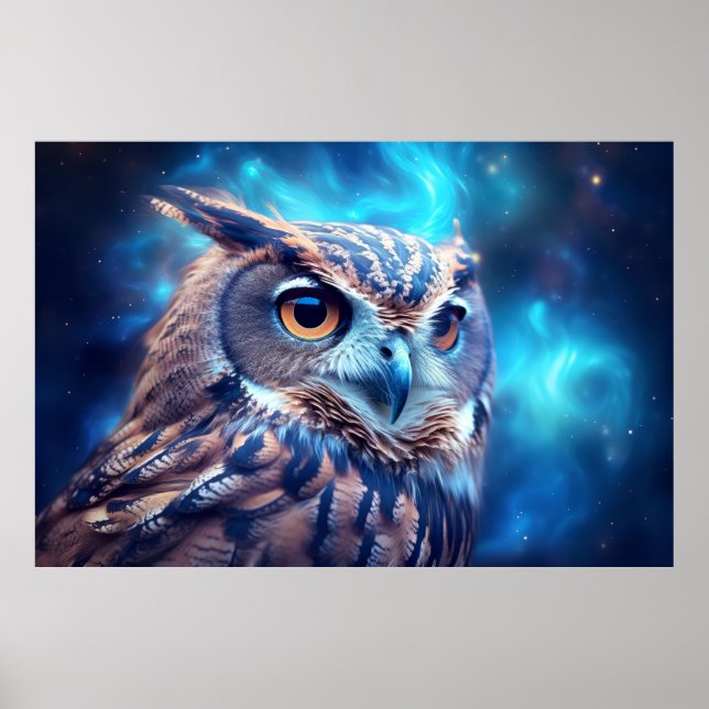 Owl Animal Bird Majestic Wilderness Surrealist Poster (Front)