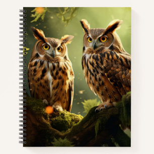 Owl Animal Bird Wildlife Wilderness Colourful Art Notebook