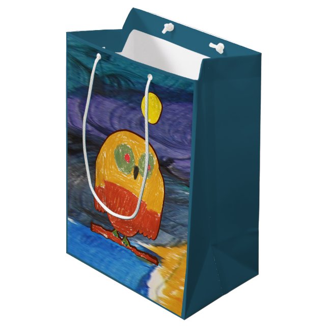 Owl "Art by Kids" Medium Gift Bag (Front Angled)
