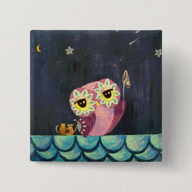 Owl Art - Catch A Falling Star 15 Cm Square Badge (Front)