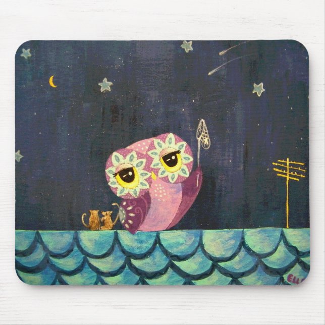Owl Art - Catch A Falling Star Mouse Pad (Front)