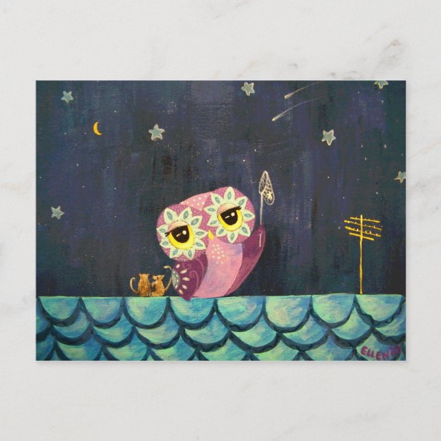Owl Art - Catch A Falling Star Postcard (Front)