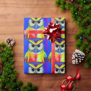 OWL ART CHRISTMAS WRAPPING PAPER