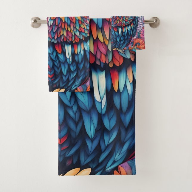 Owl Art Drawing  Bath Towel Set (Insitu)