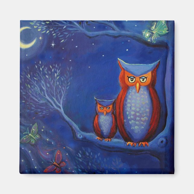 Owl Art Magnet "The Forest At Night" (Front)