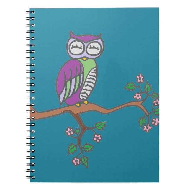 Owl Art Night Blue Notebook (Front)