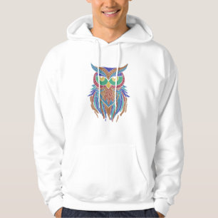 Owl Artistic Watercolors Night Owl Colourful Hoodie