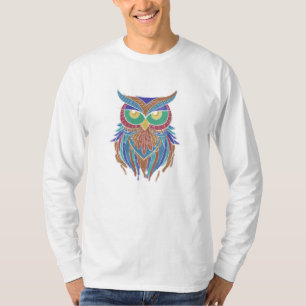Owl Artistic Watercolors Night Owl Colourful T-Shirt