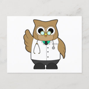 Owl as Doctor with Stetoscope Postcard