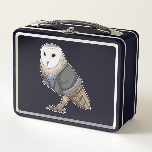 Owl as Secretary Metal Lunch Box (Front)