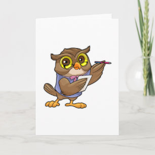 Owl as Secretary with Pen & Note Card