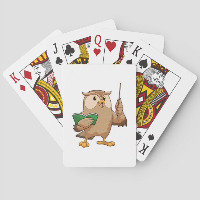 Owl as Teacher with Book & Pointer Playing Cards (Back)