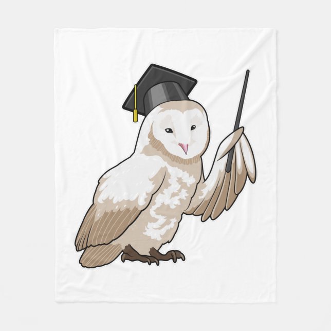 Owl as Teacher with Pointer Fleece Blanket (Front)