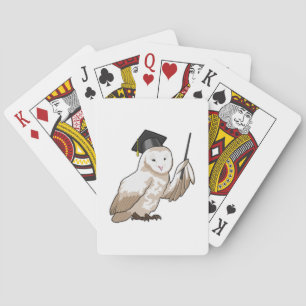 Owl as Teacher with Pointer Playing Cards