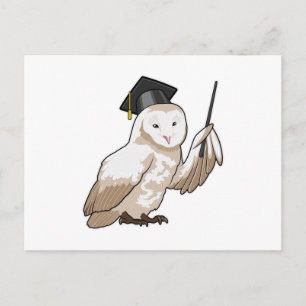 Owl as Teacher with Pointer Postcard