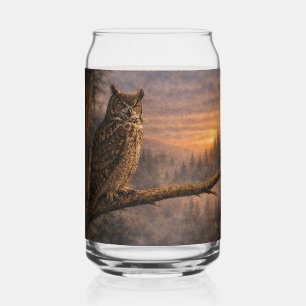 Owl at Dusk • Printed Can Glass (Single Glass)