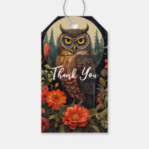 Owl at Night with a Full Moon Thank You Gift Tags