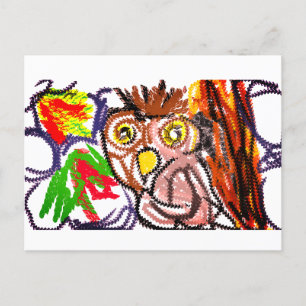 Owl autumn joy postcard