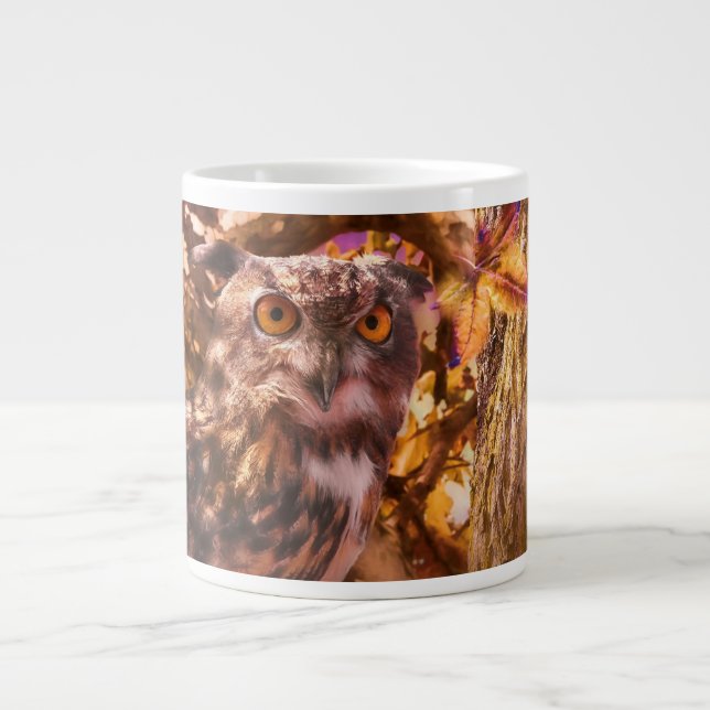 OWL AUTUMN MOON RISING LARGE COFFEE MUG (Front)