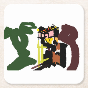 Owl autumn  square paper coaster