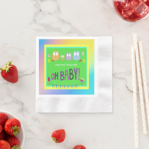 Owl Baby Design With Soft Gradient Border Napkin