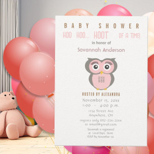 Owl Baby Girl Shower Invitations