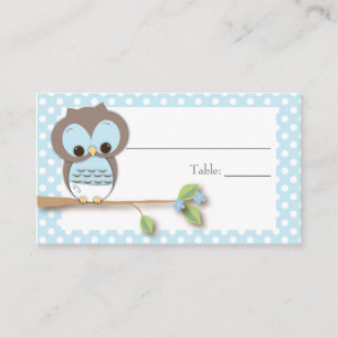 Owl Baby Placecard   Blue