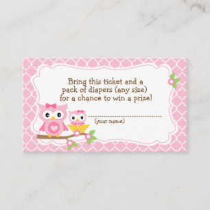 Owl Baby Shower Diaper Raffle ticket Enclosure Card