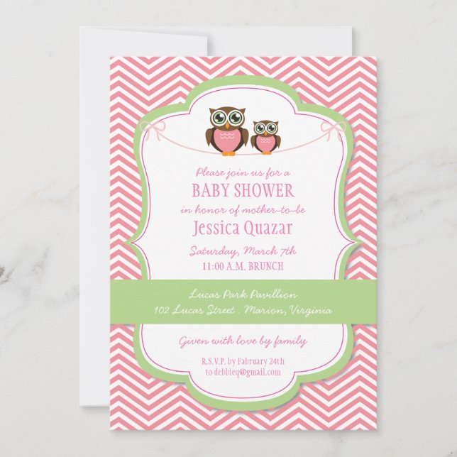 Owl Baby Shower Invitation (Front)