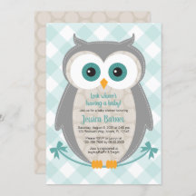 Owl baby shower invitation gender neutral woodland