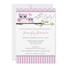 Owl Baby Shower Invitation | Purple Chevron | Girl