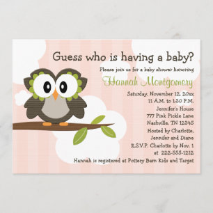 Owl Baby Shower Invitations Invites Pink